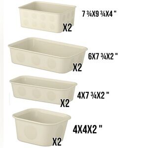 8 NOJIG Organizers, plastic/beige, Multiple Sizes